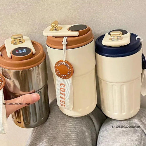 Gourde à café en inox 450 ml à affichage de température — 6 coloris