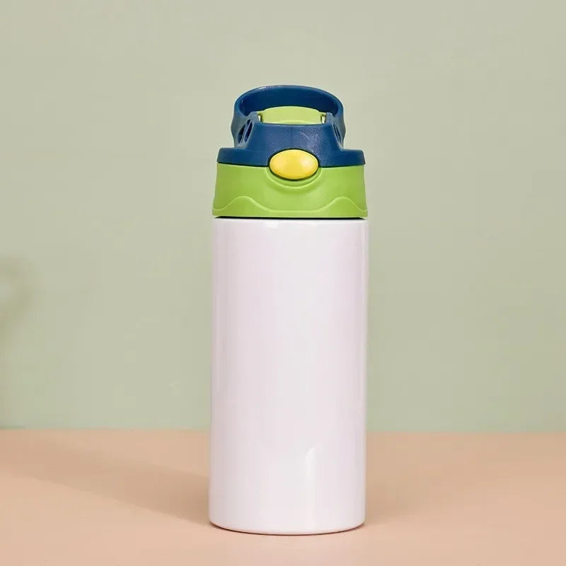 Gourde enfant en inox 350 ml à paille — Vert