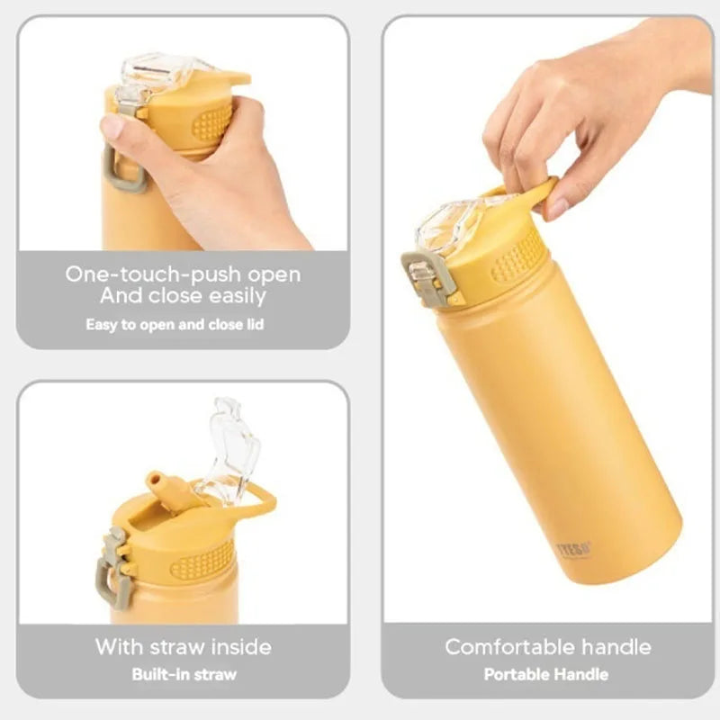 Gourde de sport en inox 600 ml à 750 ml à paille