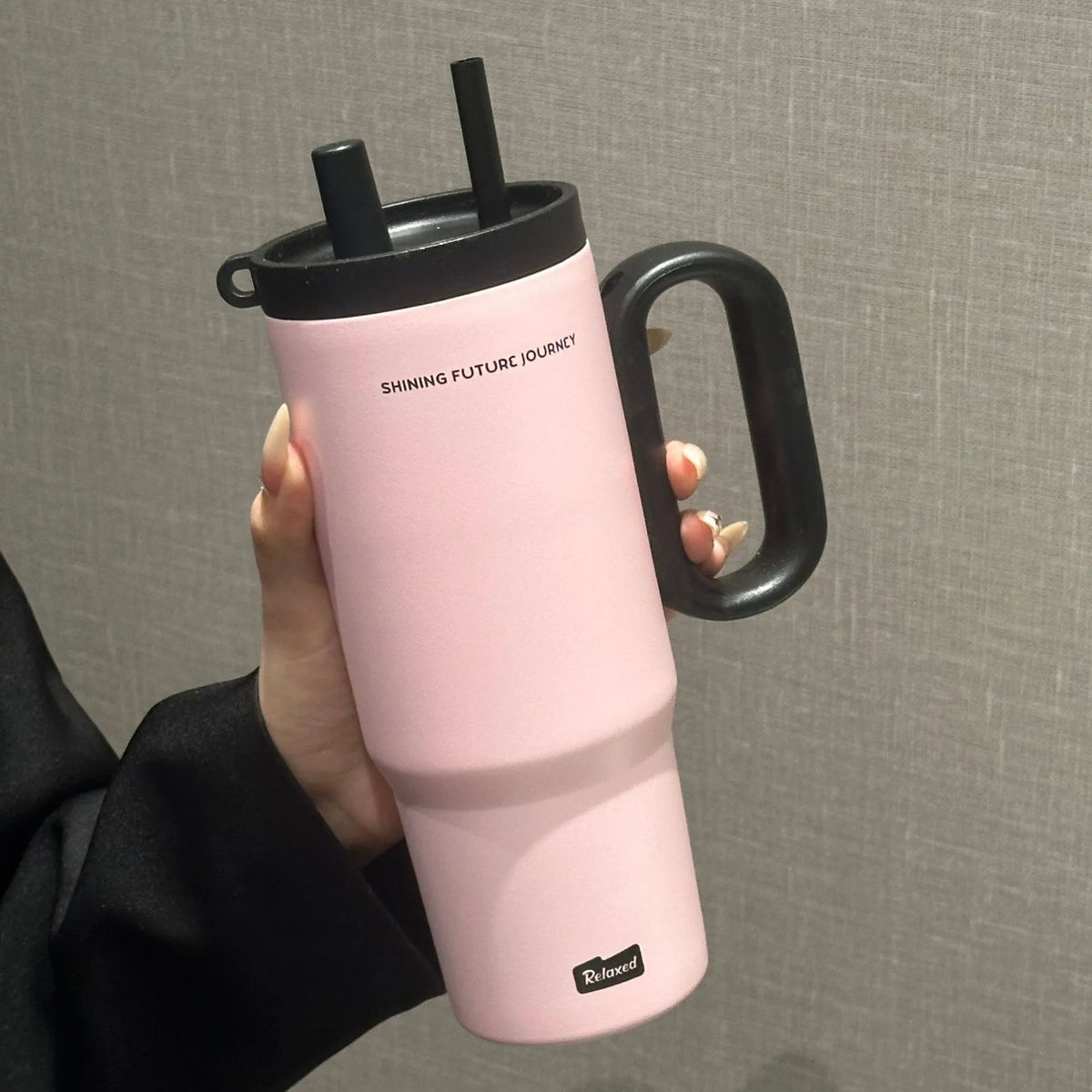 Gourde de sport en inox 720 ml à 750 ml à paille — Rose
