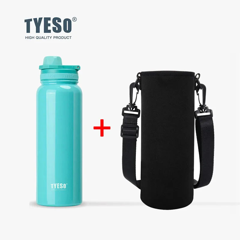 Gourde de sport en inox 600 ml à 1,2 L isotherme — 1,2 L Vert avec housse