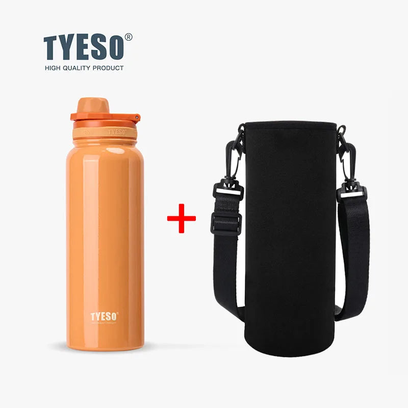 Gourde de sport en inox 600 ml à 1,2 L isotherme — 750 ml Orange avec housse