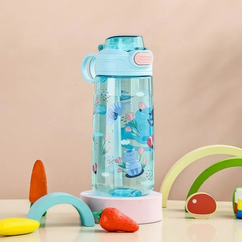 Gourde enfant 550 ml à paille — Bleu