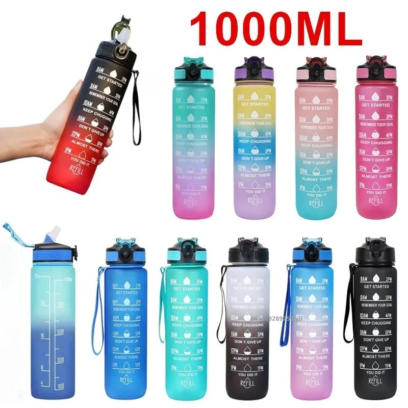 Gourde de vélo en plastique sans BPA 1 L à paille