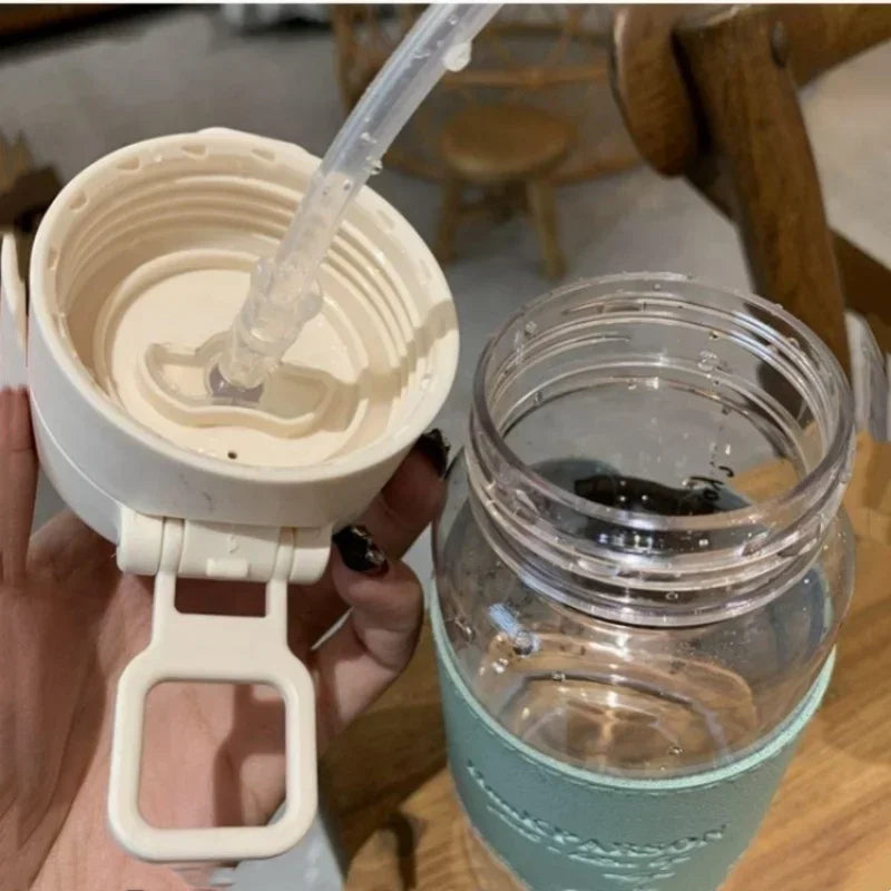 Gourde à café en verre 500 ml à paille