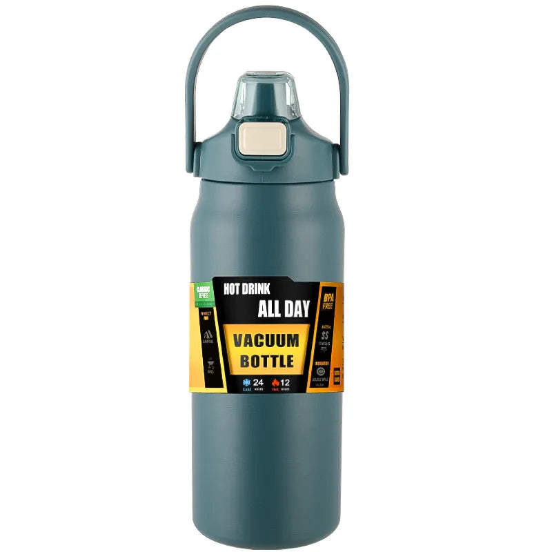 Gourde de sport en inox 800 ml à 1,5 L à paille — 9 coloris — 800 ml Bleu