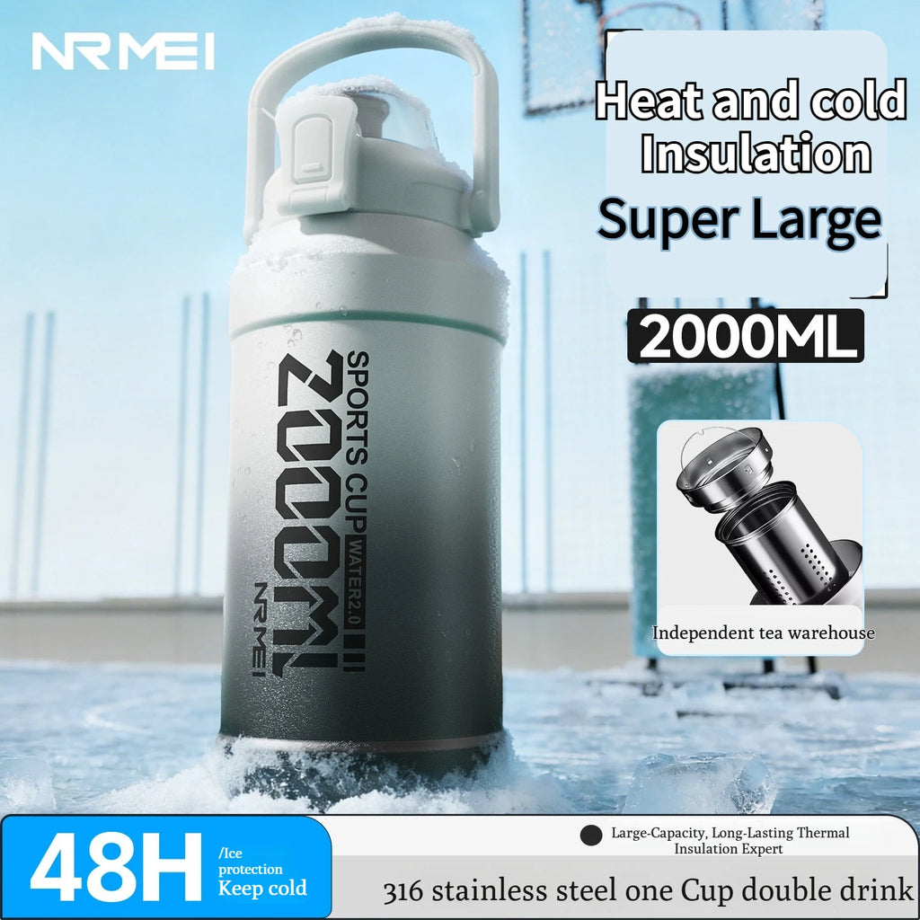 Gourde en inox 1 L à 2 L à paille
