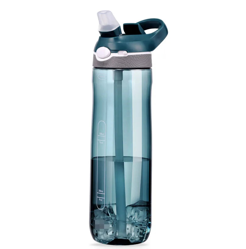 Gourde de sport en plastique sans BPA 750 ml à 1 L à paille