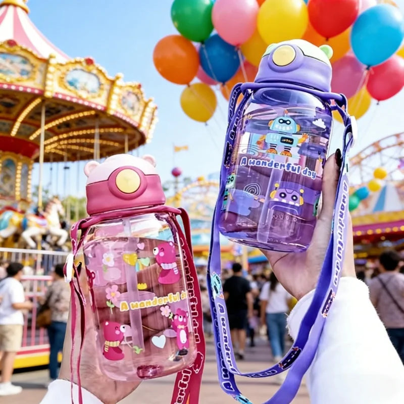 Gourde enfant en plastique sans BPA 650 ml à paille