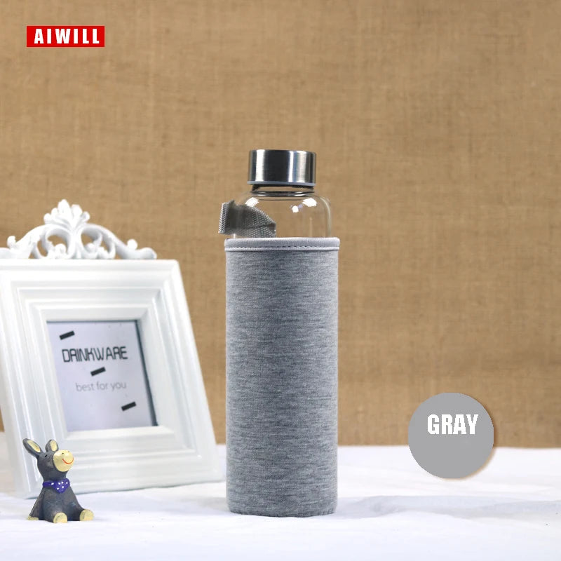 Gourde de vélo en verre 280 ml à 550 ml — 420 ml Gris