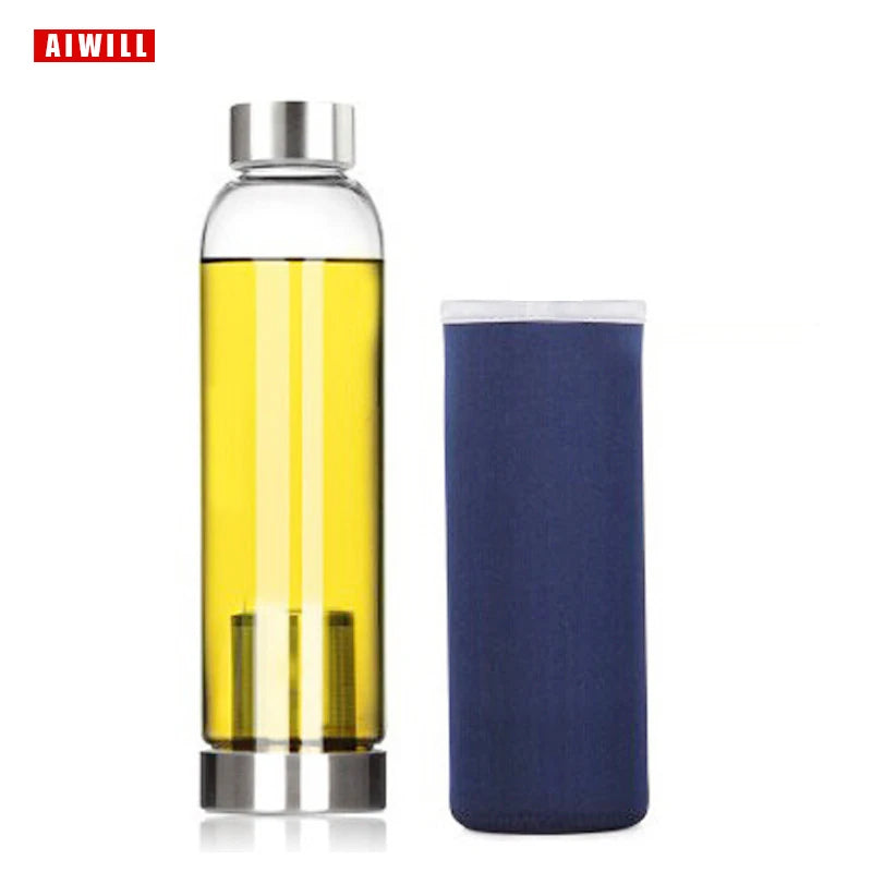 Gourde de vélo en verre 280 ml à 550 ml — 550 ml Bleu tea filter