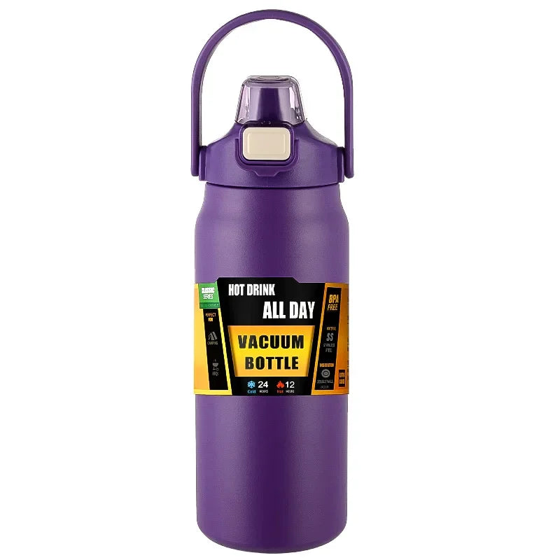Gourde de sport en inox 800 ml à 1,5 L à paille — 1,2 L Violet