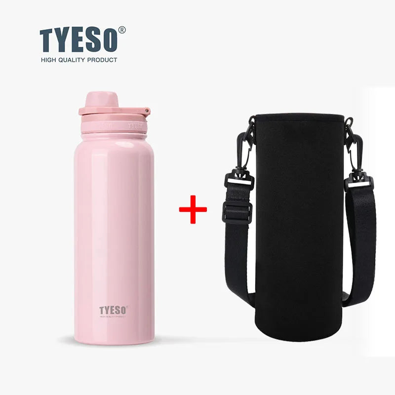 Gourde de sport en inox 600 ml à 1,2 L isotherme — 1,2 L Rose avec housse