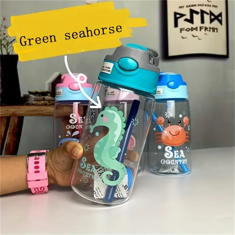 Gourde enfant en plastique sans BPA à paille — Vert seahorse