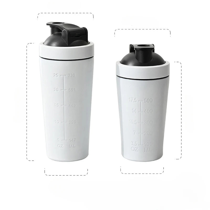 Gourde de sport en inox 500 ml à 750 ml shaker — Blanc 500 ml