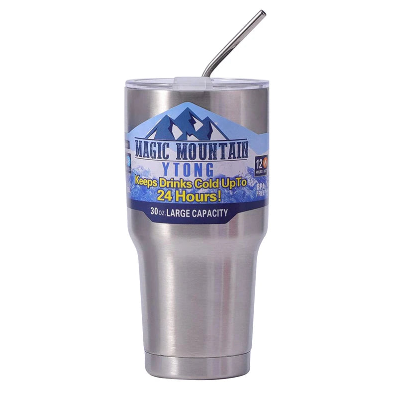 Gourde de sport en inox 900 ml à paille — Argent