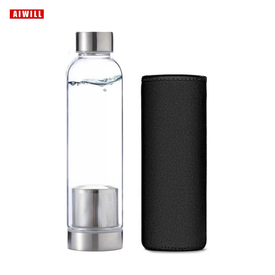 Gourde de vélo en verre 280 ml à 550 ml — 550 ml Noir tea filter