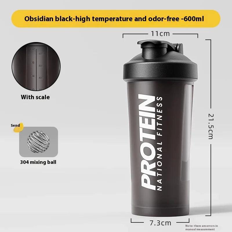 Gourde de sport 400 ml à 600 ml shaker — 4 coloris — Noir