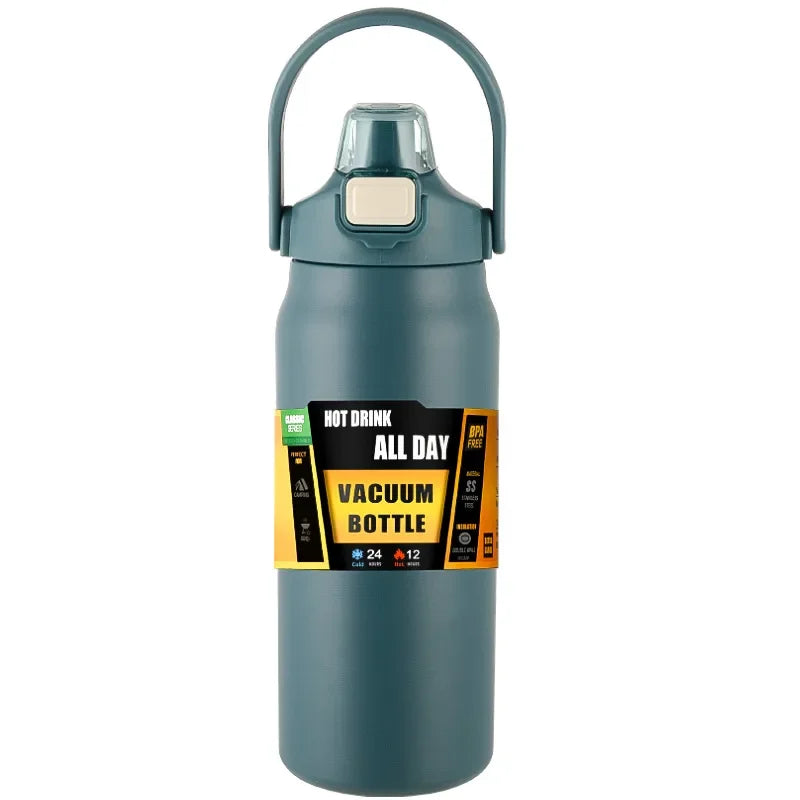 Gourde de sport en inox 800 ml à 1,5 L à paille — 800 ml Bleu