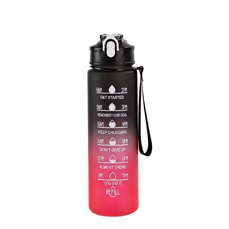 Gourde de sport en plastique sans BPA 700 ml à paille — Noir et Rouge
