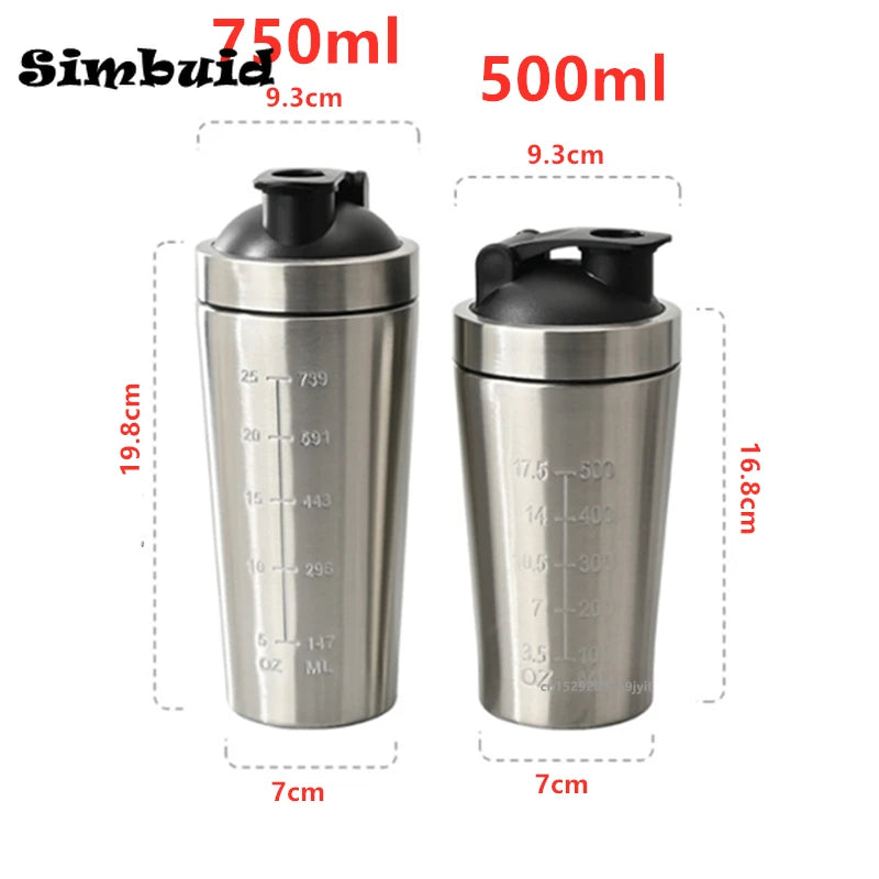 Gourde de sport en inox 500 ml à 750 ml shaker