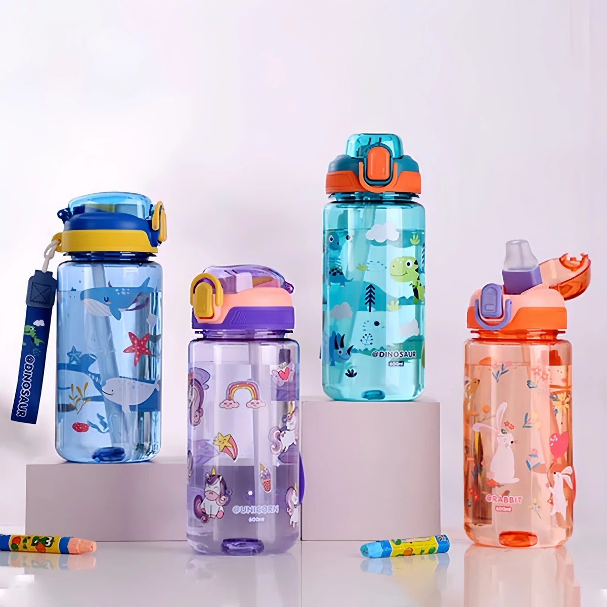 Gourde enfant en silicone 600 ml à paille