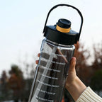 Gourde de sport en plastique sans BPA 1,5 L à 3 L à paille à cordelette