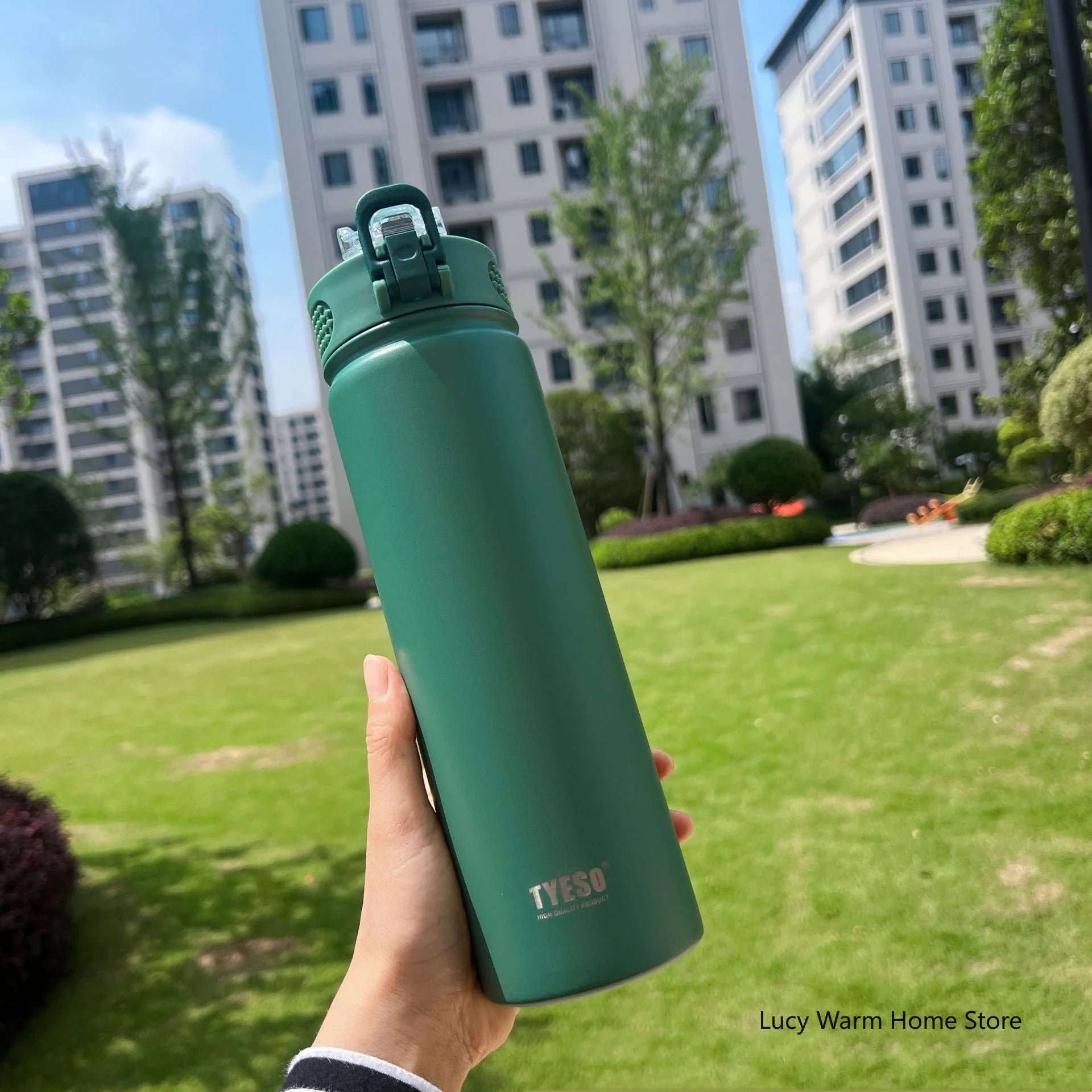 Gourde en inox 600 ml à 750 ml à paille — 600 ml Vert