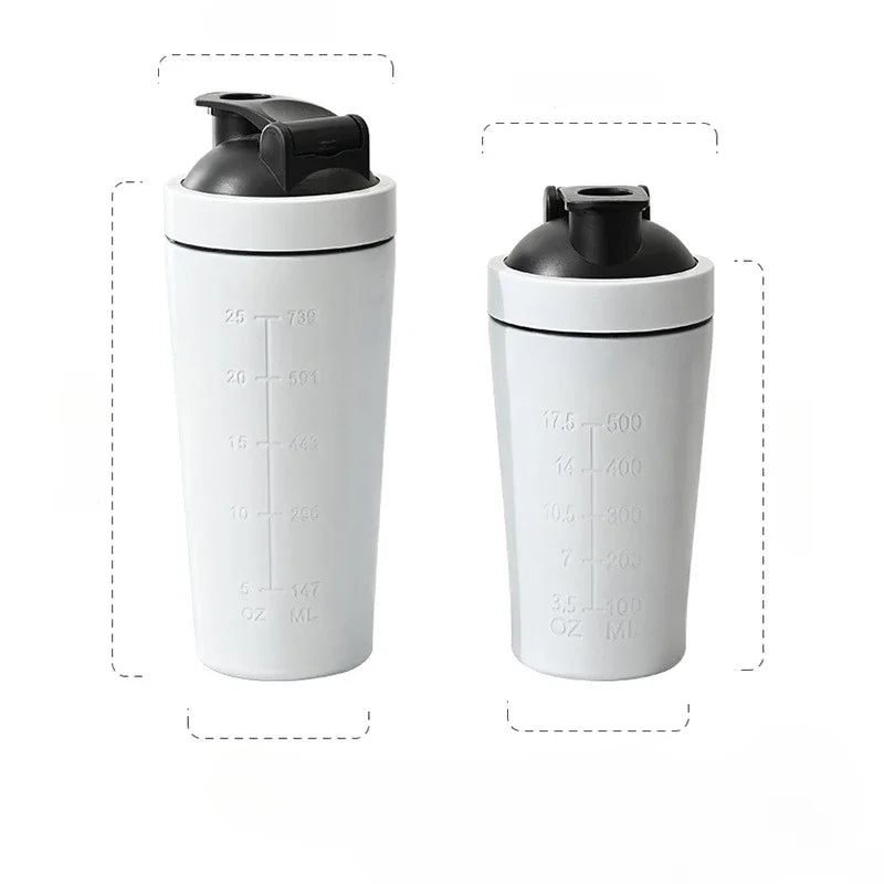Gourde de sport en inox 500 ml à 750 ml shaker anti-fuite — Blanc 500 ml