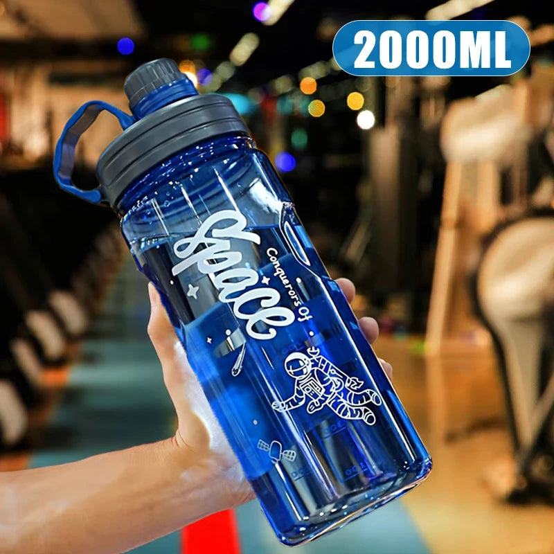 Gourde de sport en plastique sans BPA 1,1 L à 3 L avec filtre — Étoile et Bleu