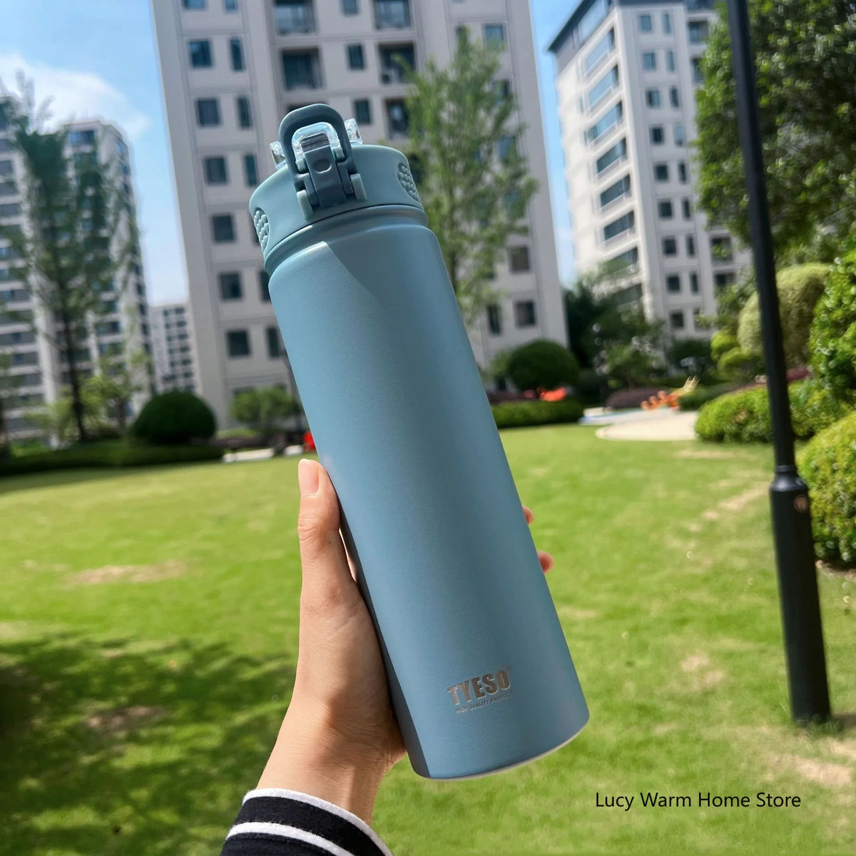 Gourde en inox 600 ml à 750 ml à paille — 600 ml Bleu