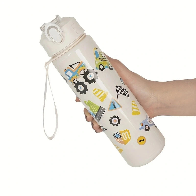 Gourde enfant en plastique sans BPA 680 ml à 750 ml — Blanc et Voiture