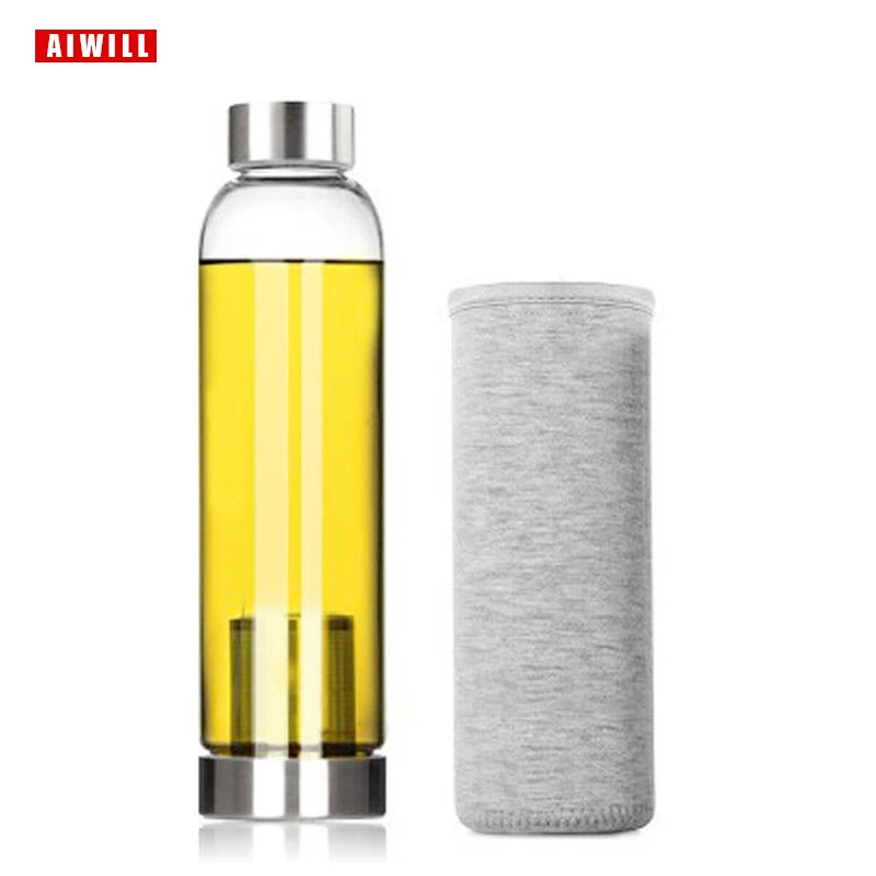 Gourde de vélo en verre 280 ml à 550 ml — 550 ml Gris tea filter