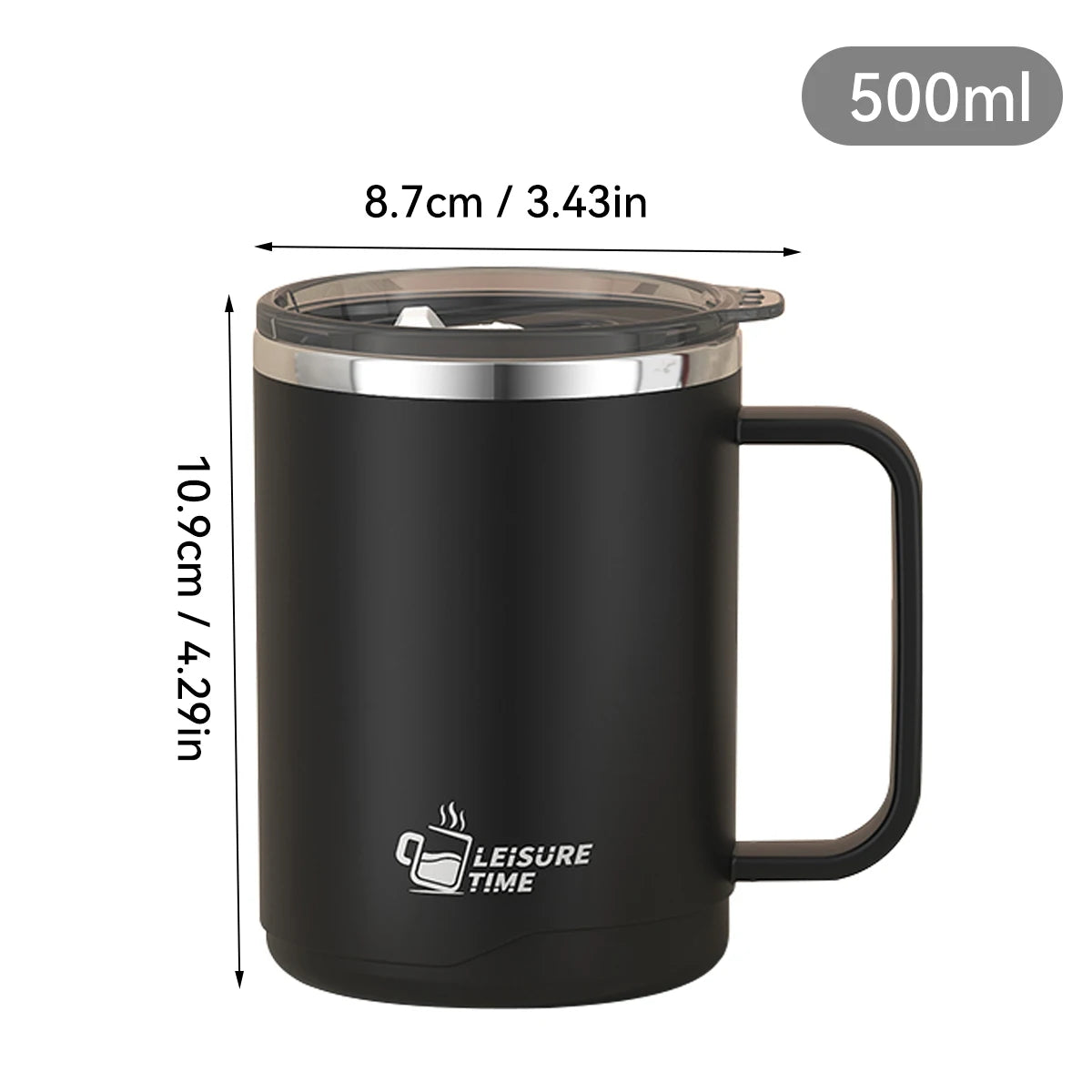Gourde enfant en inox 500 ml isotherme — Noir