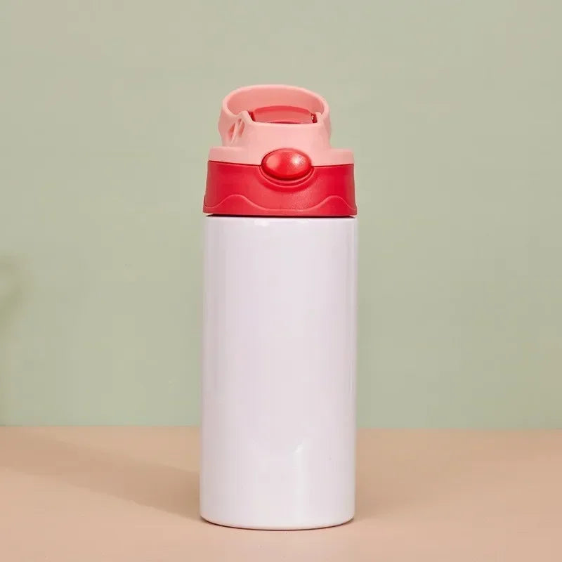 Gourde enfant en inox 350 ml à paille — Rouge