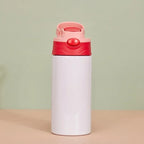 Gourde enfant en inox 350 ml à paille — Rouge