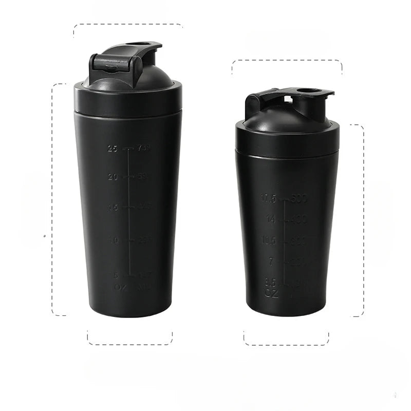 Gourde de sport en inox 500 ml à 750 ml shaker — Noir 750 ml