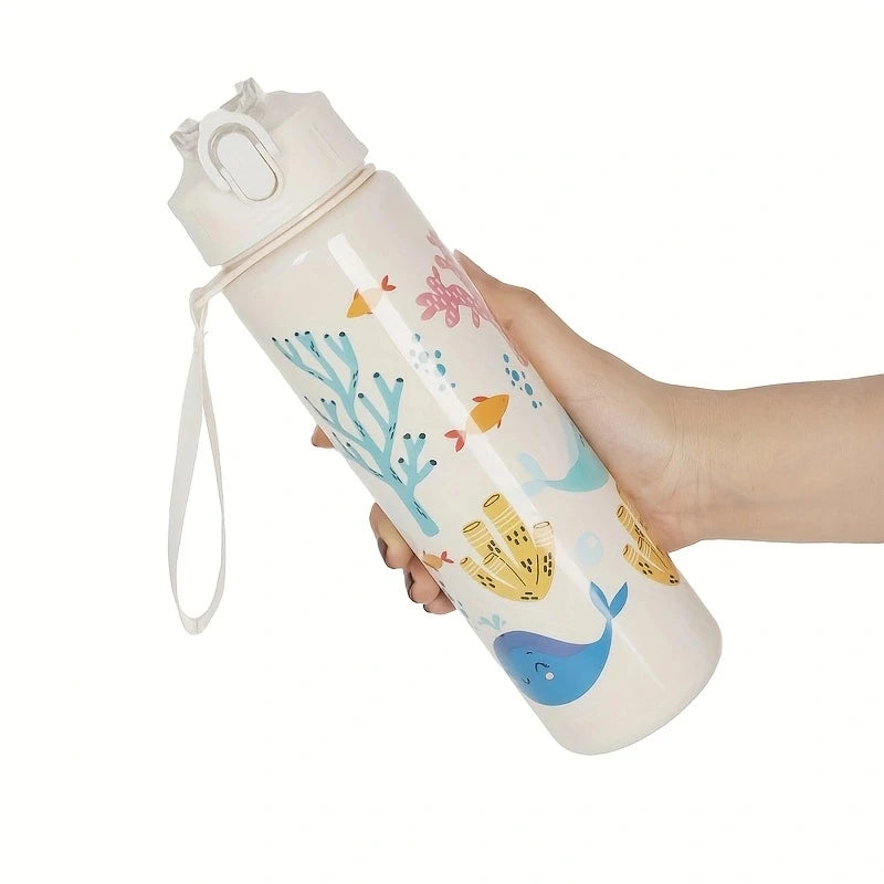 Gourde enfant en plastique sans BPA 680 ml à 750 ml — Blanc et Bleu et Baleine
