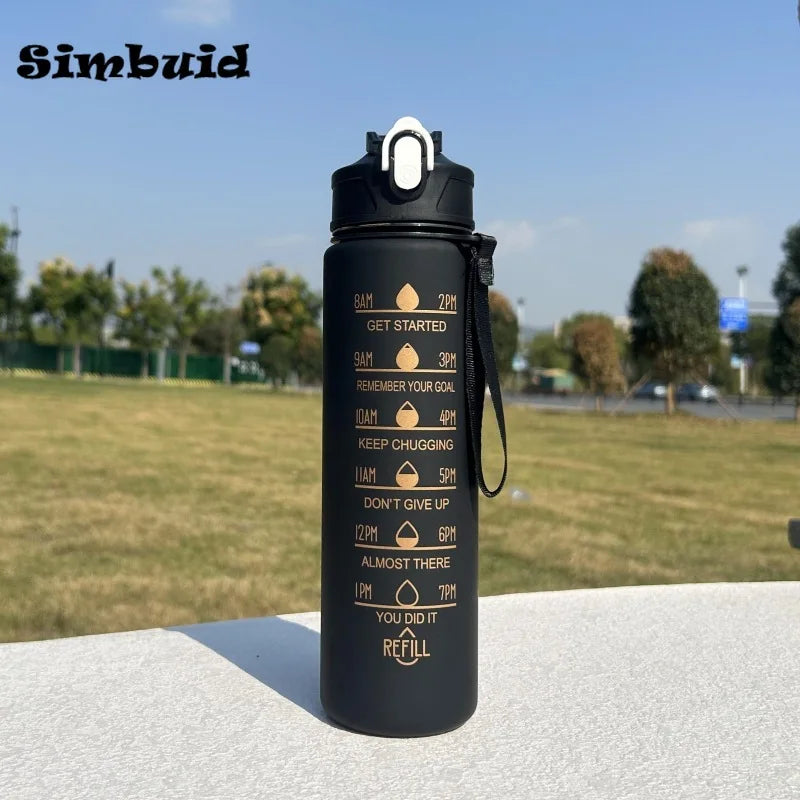 Gourde de sport 600 ml à 1 L à paille — Noir 750