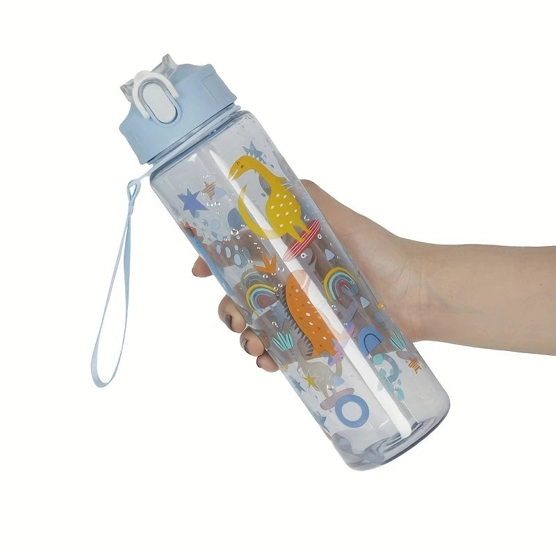 Gourde enfant en plastique sans BPA 680 ml à 750 ml — Transparent et Dinosaure