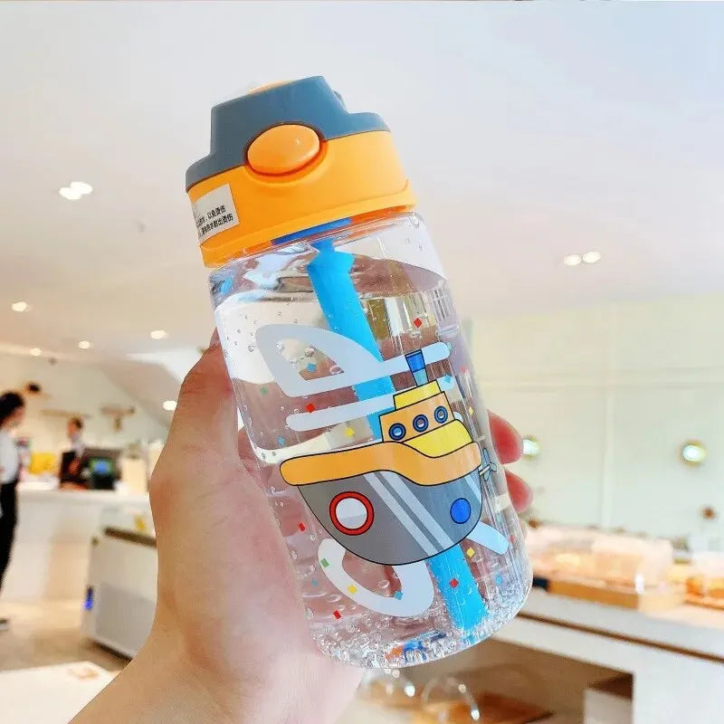 Gourde enfant en plastique sans BPA à paille — Blanc