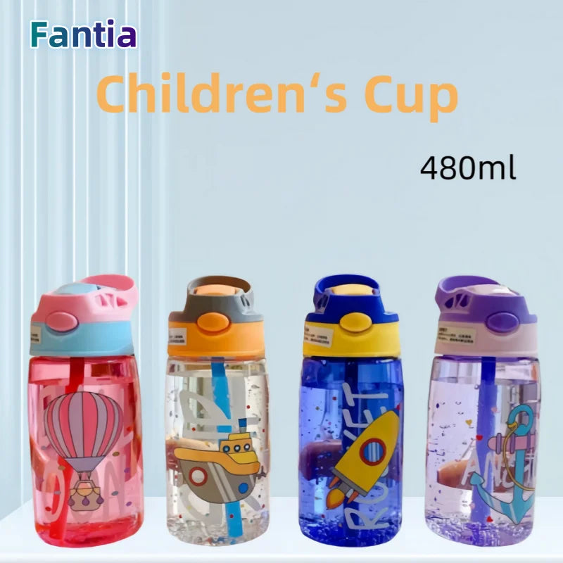 Gourde enfant en plastique sans BPA à paille
