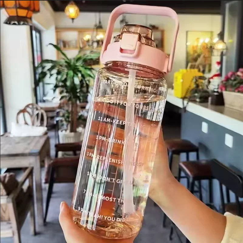 Gourde de sport en plastique sans BPA à paille
