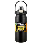 Gourde de sport en inox 800 ml à 1,5 L à paille — 1,5 L Noir