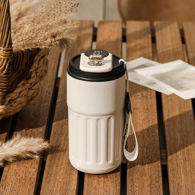 Gourde à café en inox 450 ml à affichage de température — Noir