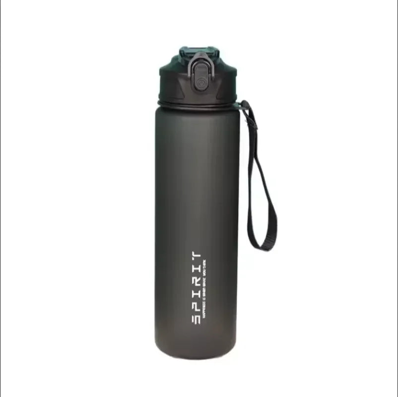 Gourde de sport en plastique sans BPA 750 ml à paille — Noir