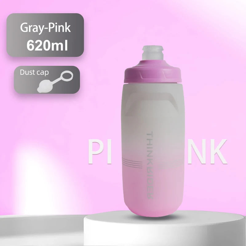 Gourde de vélo en plastique sans BPA 620 ml à 750 ml — Gris et Rose