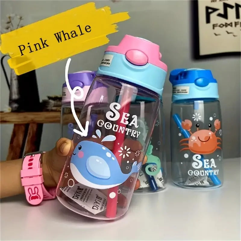 Gourde enfant en plastique sans BPA à paille — Rose et Baleine