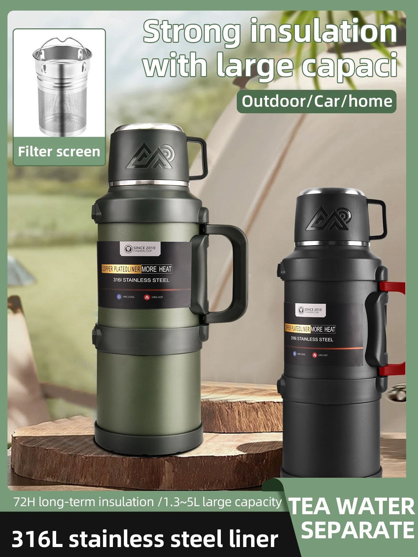 Gourde en inox 1,3 L à 4 L isotherme
