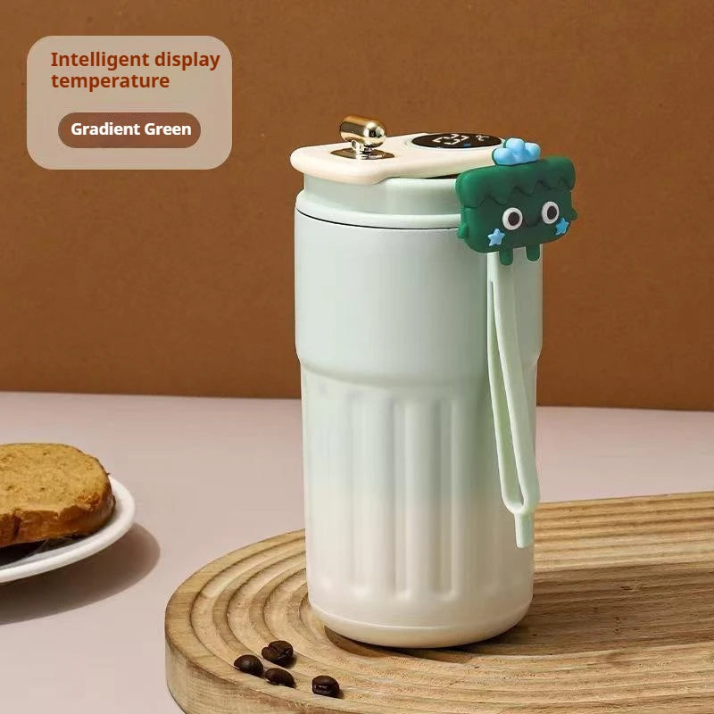 Gourde à café en inox 450 ml à affichage de température — 6 coloris — Dégradé et Vert